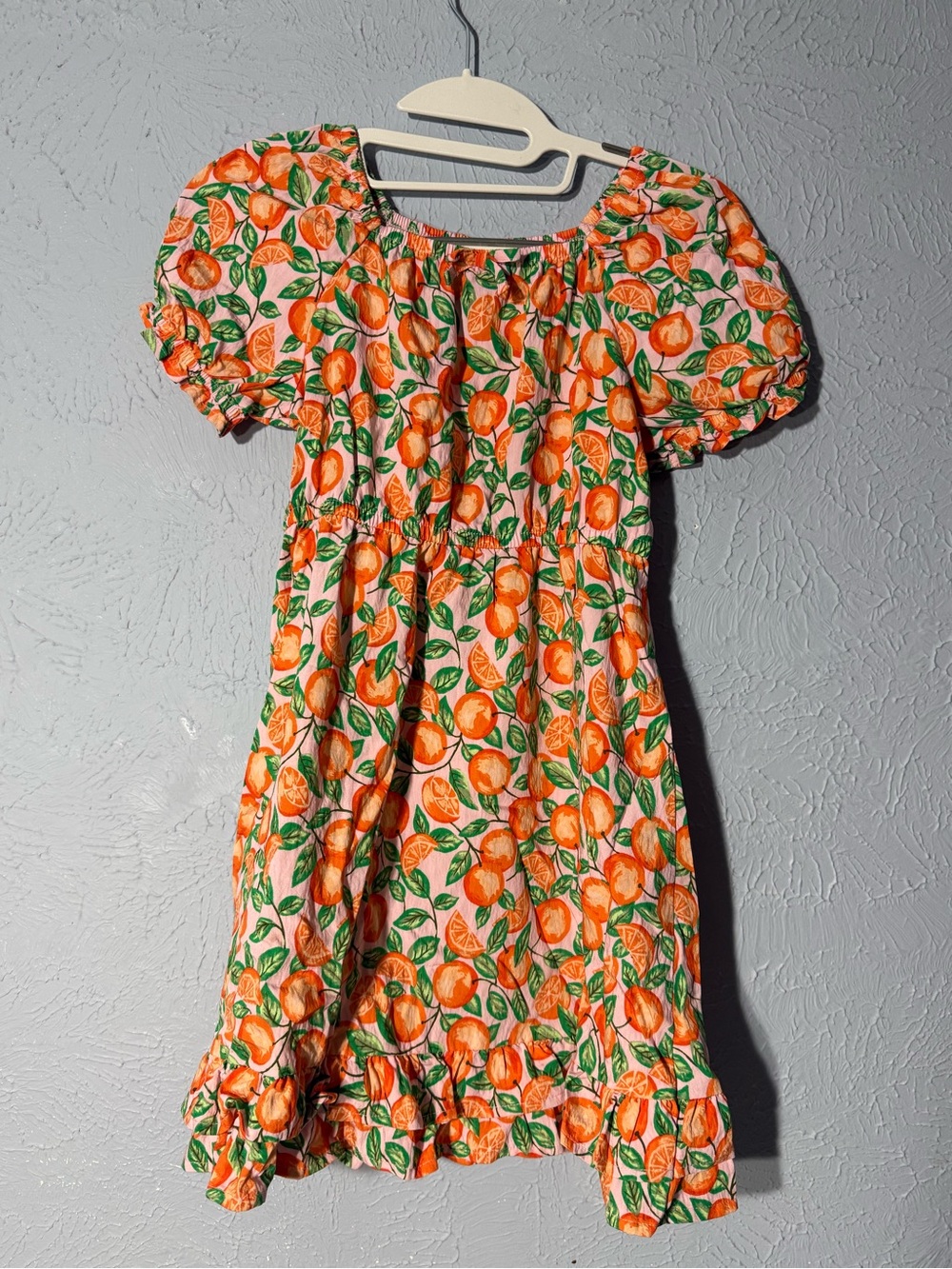 Zac Posen company Girls Orange Print Puff-Sleeve Sundress